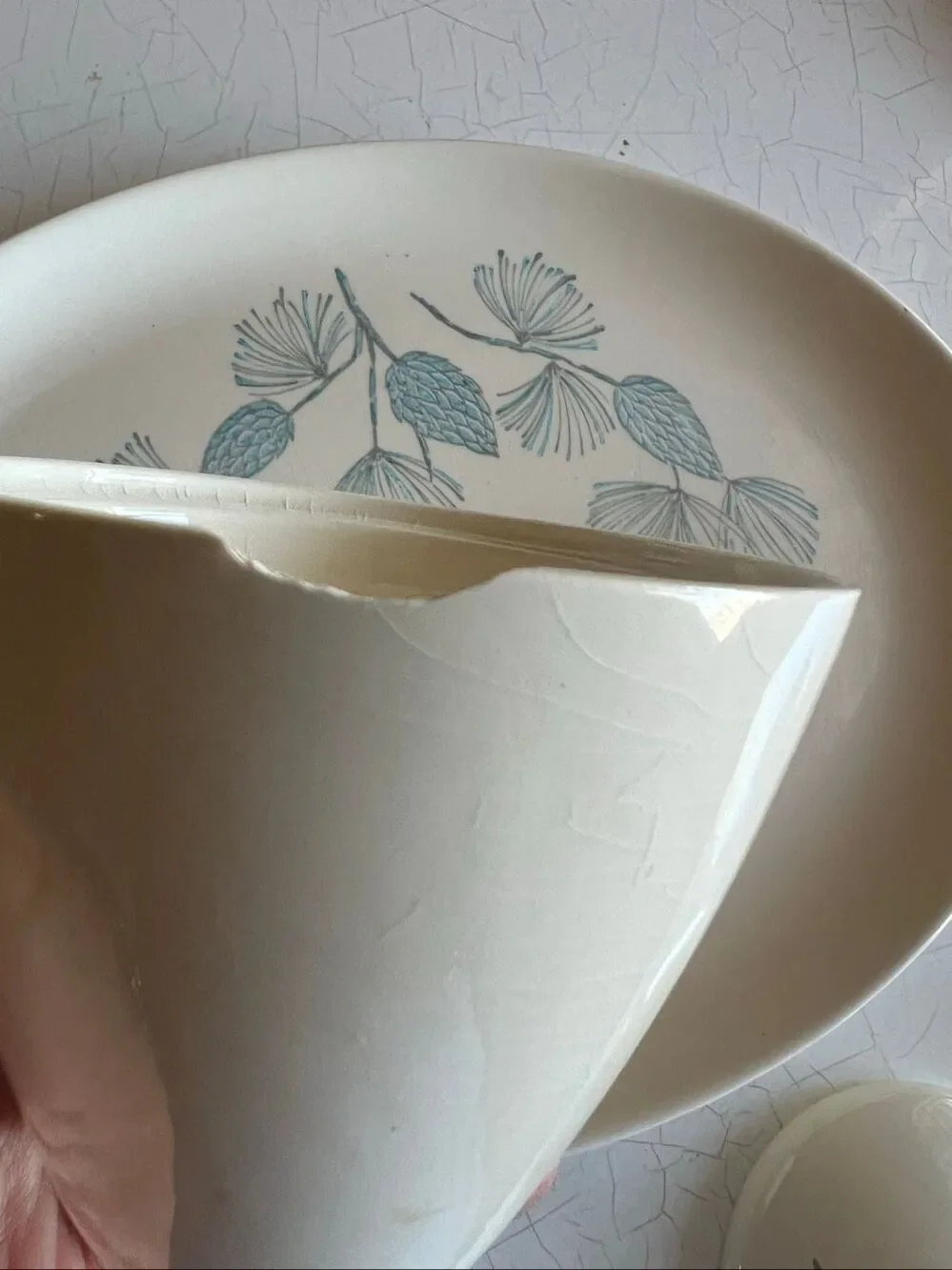 Marcrest Blue Spruce Dinnerware set of plater and cream and sugar cup VINTAGE